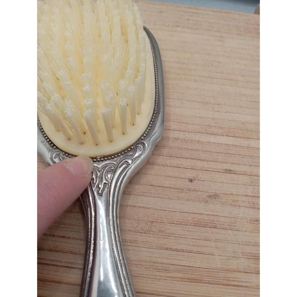 Vintage Silver Plated Hair Brush Decorative Dresser‎ Brush Mid-Century